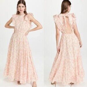 Scotch & Soda Amsterdam Organic Cotton Maxi Dress Voile Backless Bow Cottagecore